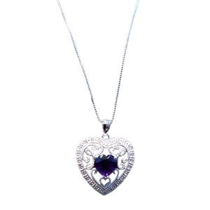 Sterling Silver Amethyst Heart Necklace